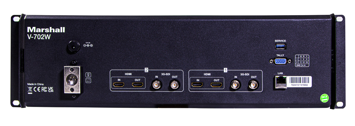Marshall Electronics V-702W Dual 7" Full HD Rackmount Monitor | 3G-SDI & HDMI | Waveform & Vectorscope