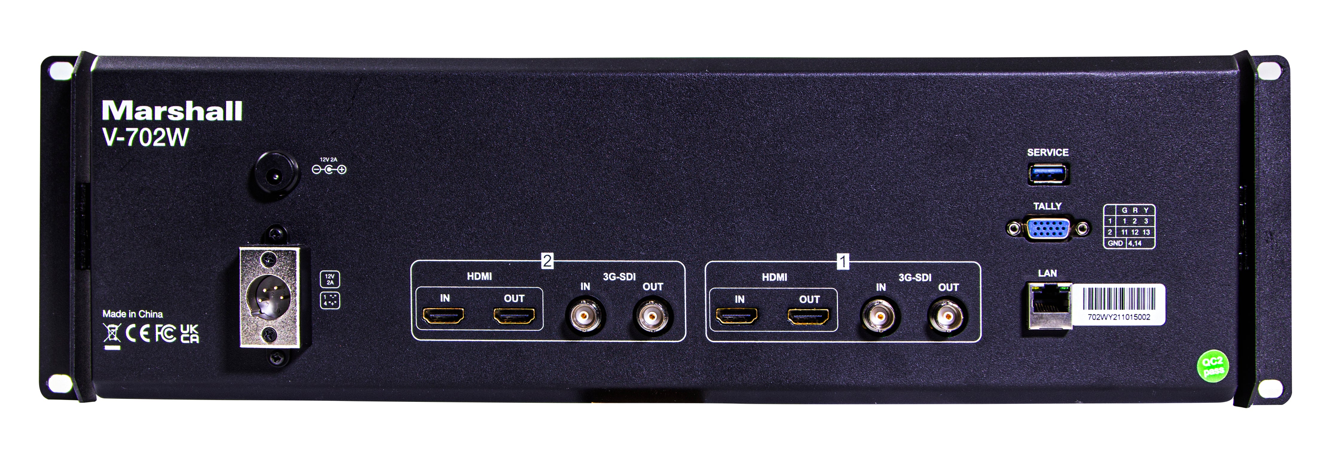 Marshall Electronics V-702W Dual 7" Full HD Rackmount Monitor | 3G-SDI & HDMI | Waveform & Vectorscope