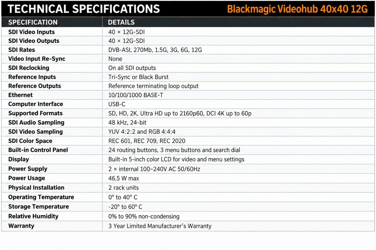 Blackmagic Videohub 40x40 12G