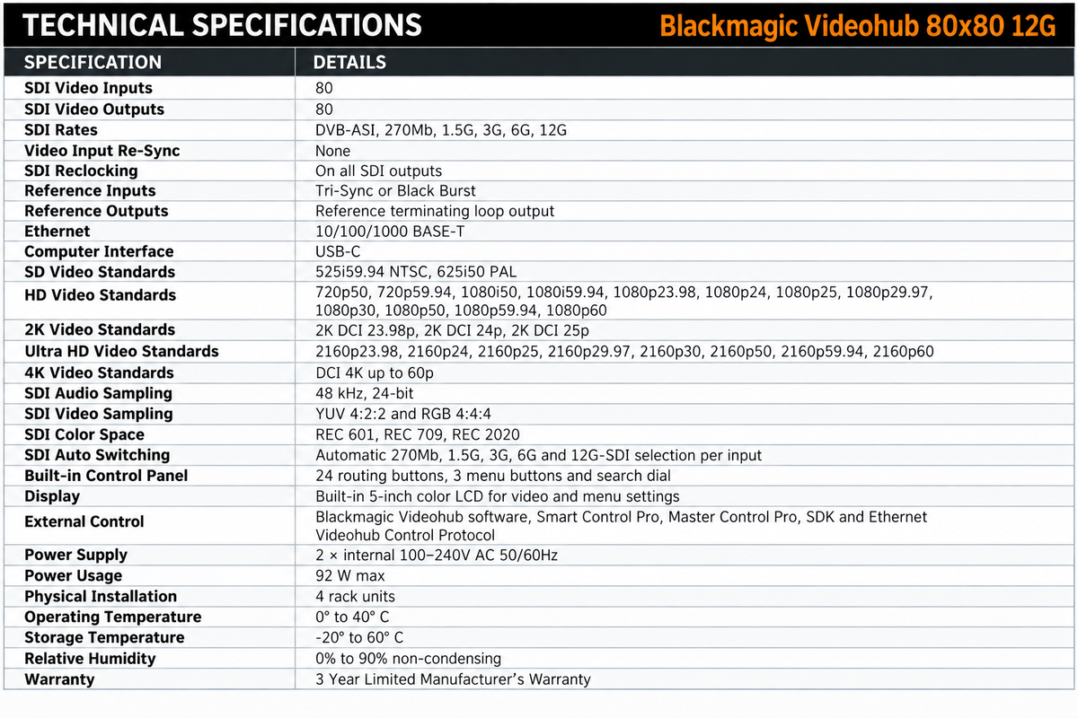 Blackmagic Videohub 80x80 12G