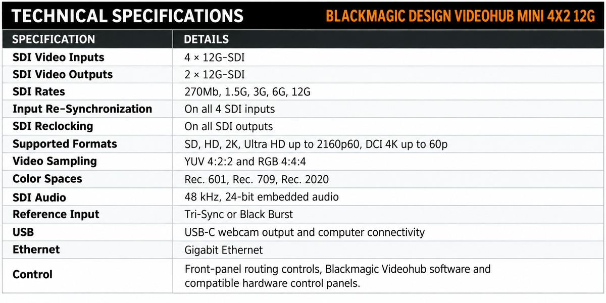 Blackmagic Design Videohub Mini 4x2 12G