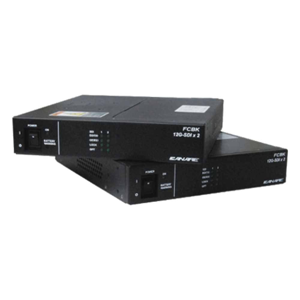 Canare FCBK 12G-SDI HFO transmission device pair, front view