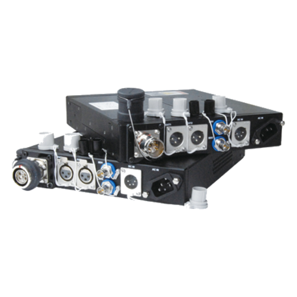 Canare FCBK rear panel with HFO connector, 12G-SDI BNC and XLR terminals