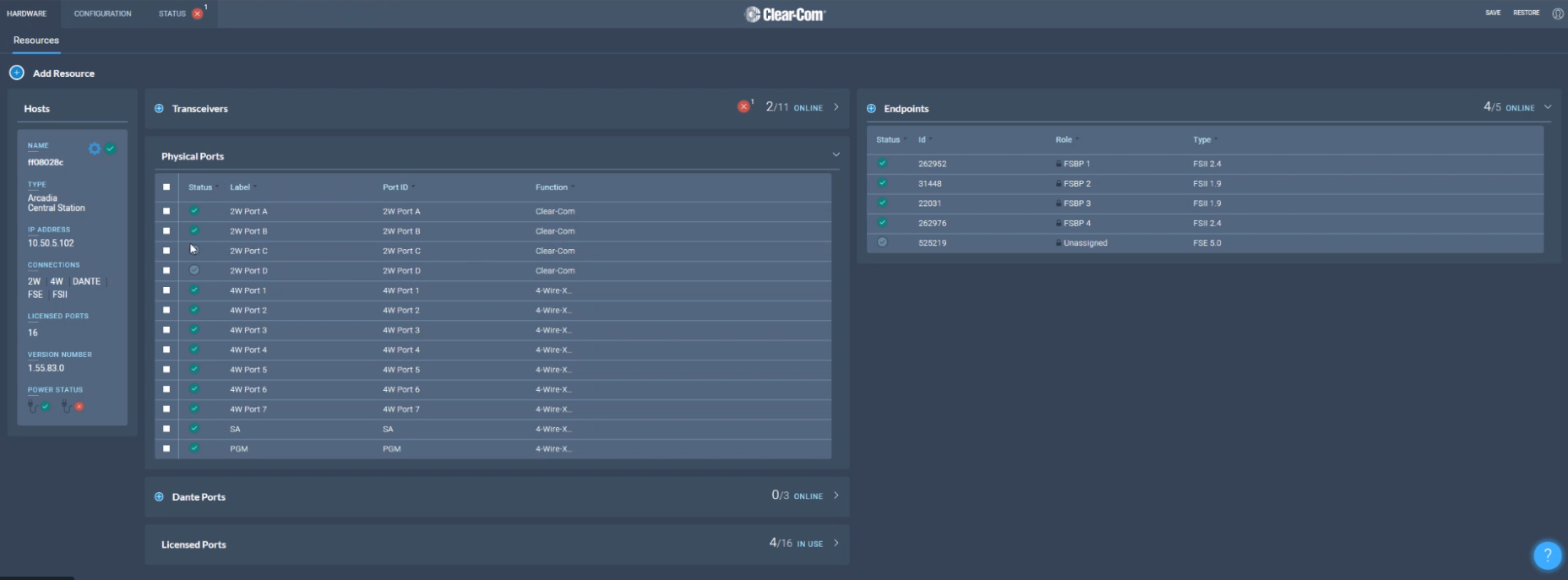 Clear-Com Core Configuration Manager (CCM) for Arcadia