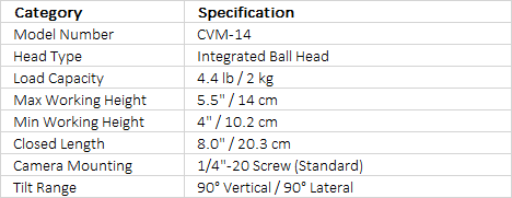 Marshall Electronics CVM-14 Table-Top Tripod Stand