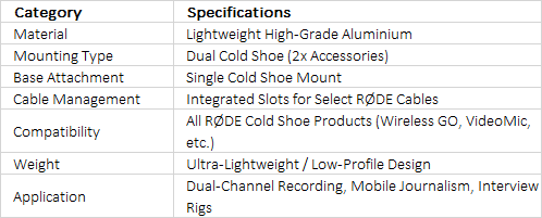 RØDE DCS-1 | Professional Dual Cold Shoe Mount