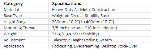 RØDE DS1 | High-Quality All-Metal Desktop Microphone Stand