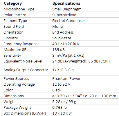 Sennheiser e 614 Supercardioid Condenser Microphone