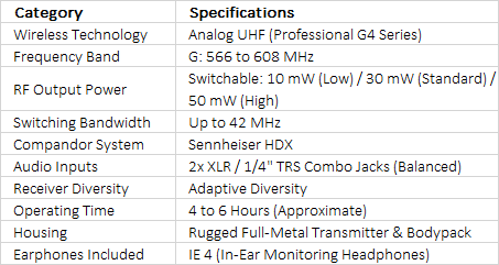Sennheiser ew IEM G4 Wireless Monitor System (G: 566 to 608 MHz)