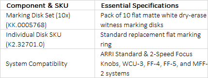 ARRI Flat Marking Disk 10x Set | KK.0005768 | Reusable Focus Rings