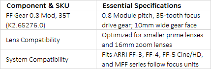 ARRI 0.8 Mod 35-Tooth Follow Focus Drive Gear | K2.65276.0 | 10mm Face Width