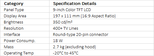 Sony HDVF-C950W | 9-Inch Multi-Format HD Color LCD Studio & OB Viewfinder