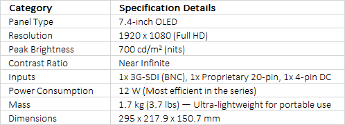 Sony HDVF-EL740 7.4" HD Color OLED Viewfinder
