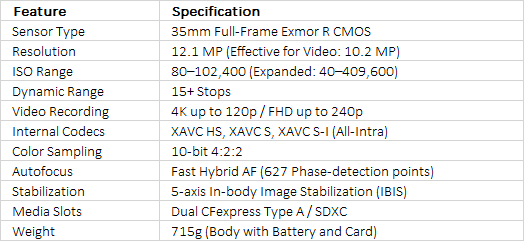 Sony ILME-FX3A | Cinema Line 4K Full-Frame Ultra-Compact Digital Cinema Camera (Refreshed High-Res LCD Model)