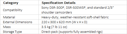 Sony LC-DS300SFT | Professional Soft Carrying Case for DSR-300P and DSR-500WSP