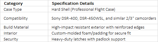 Sony LC-H300 | Professional Hard Carrying Case for DSR-400 and DSR-450WSL