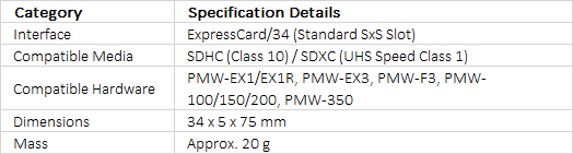 Sony MEAD-SD02 | SD Card™ Adaptor for XDCAM EX Professional Hardware