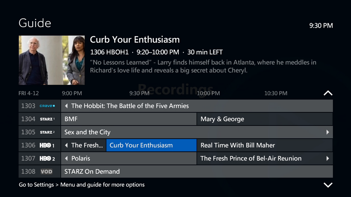 MediaKind Mediaroom program guide interface