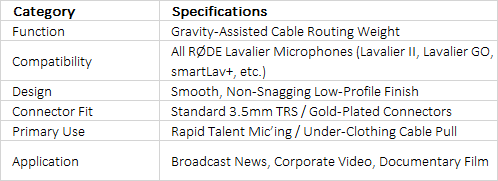 RØDE MicDrop | Professional Lavalier Cable Weight for Fast Talent Mic’ing