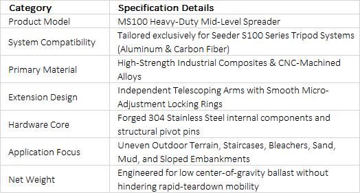 SEEDER MS100 Heavy-Duty Mid-Level Spreader | Professional Center Stabilizer for S100 Series Tripods