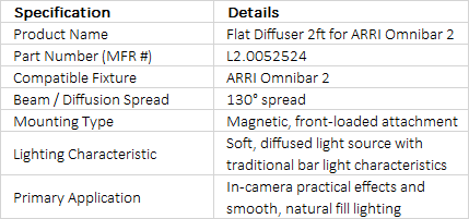 ARRI Flat Diffuser 2ft for Omnibar 2 | L2.0052524 | Magnetic In-Camera Effects Optic