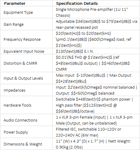 RB-MA1 Single Microphone Amplifier | Professional Low-Noise Pre-Amp