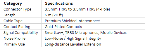 RØDE SC1 | Premium Shielded 3.5mm TRRS Extension Cable (6m)