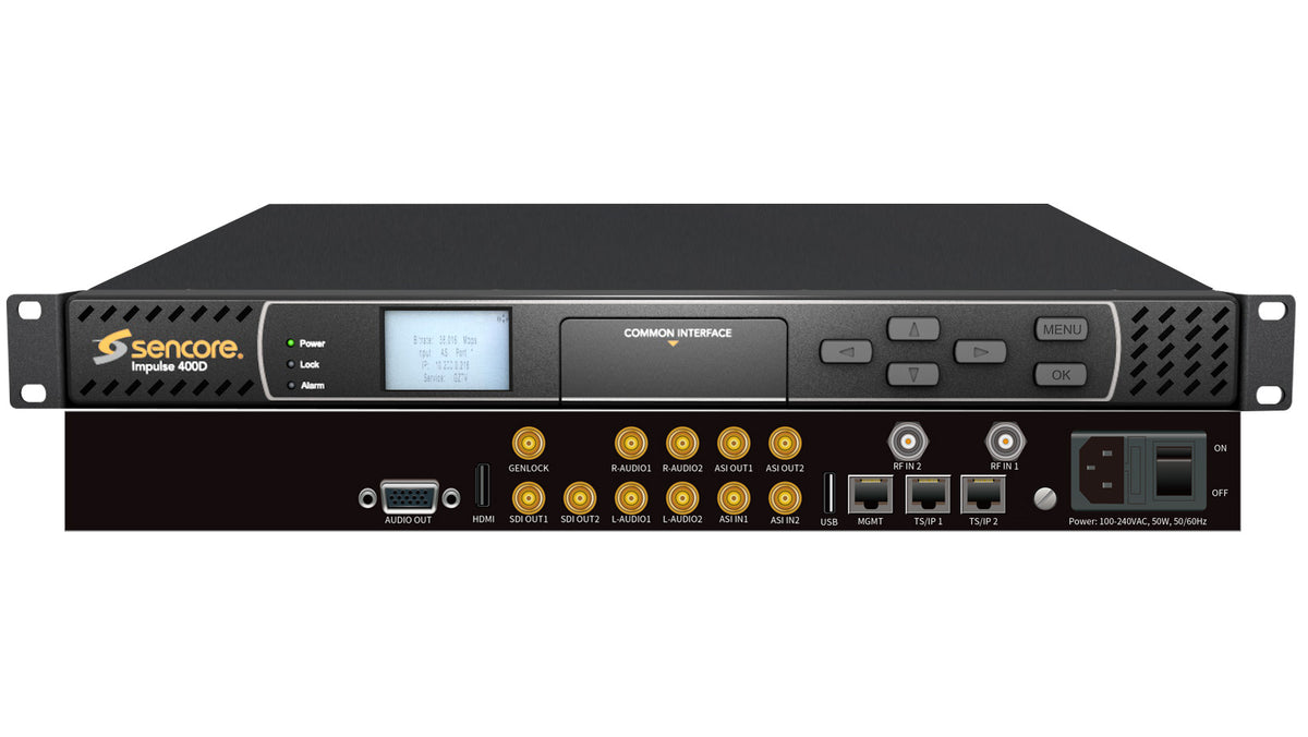 Sencore Impulse 400D front and rear panel official product image