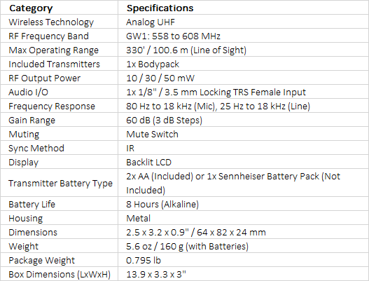 Sennheiser SK 300 G4-RC Wireless Bodypack Transmitter