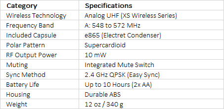 Sennheiser SKM 865-XSW-A Handheld Transmitter with e865 Capsule (A: 548 to 572 MHz)