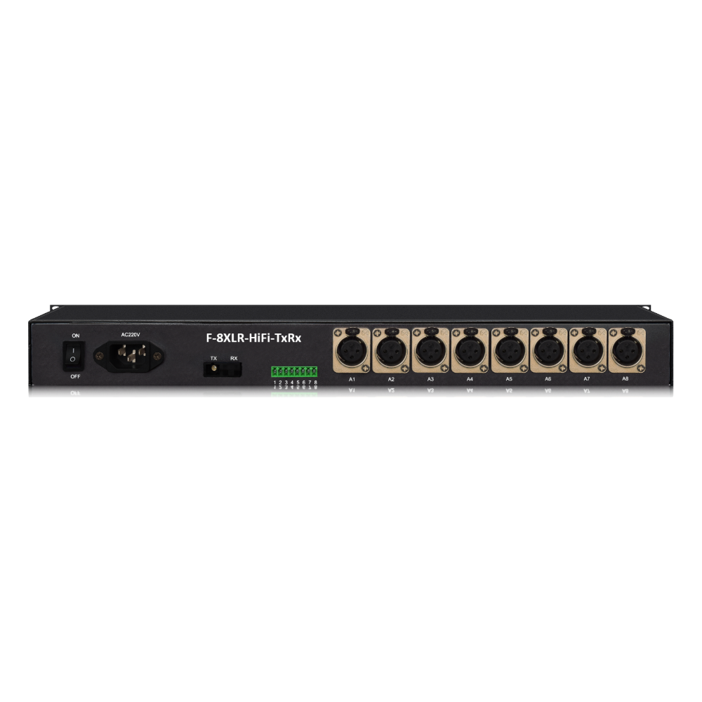 F-8XLR-HiFi-TxRx 8-channel XLR audio over fiber rack unit