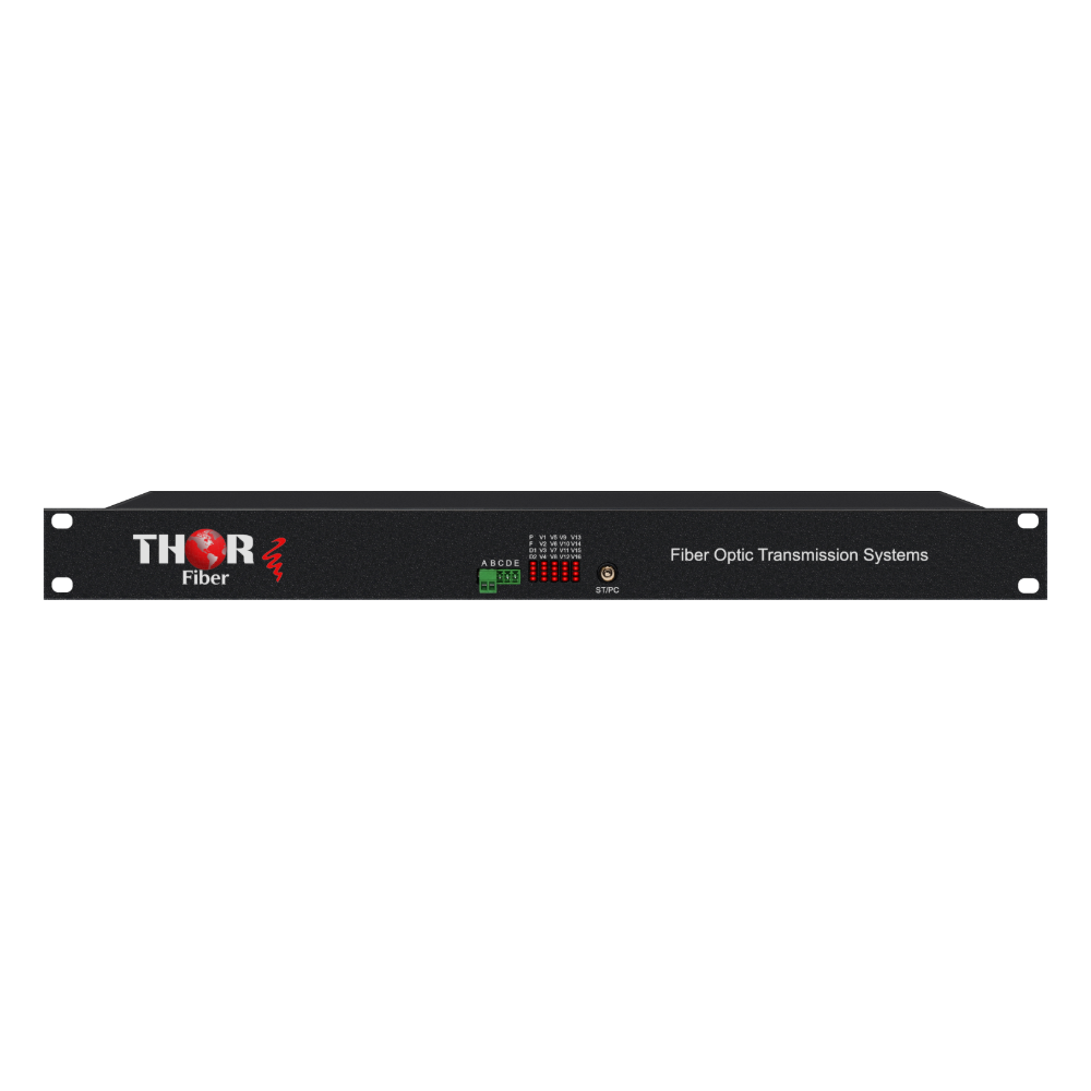 16-channel CVBS video and RS485 over fiber multiplexer front