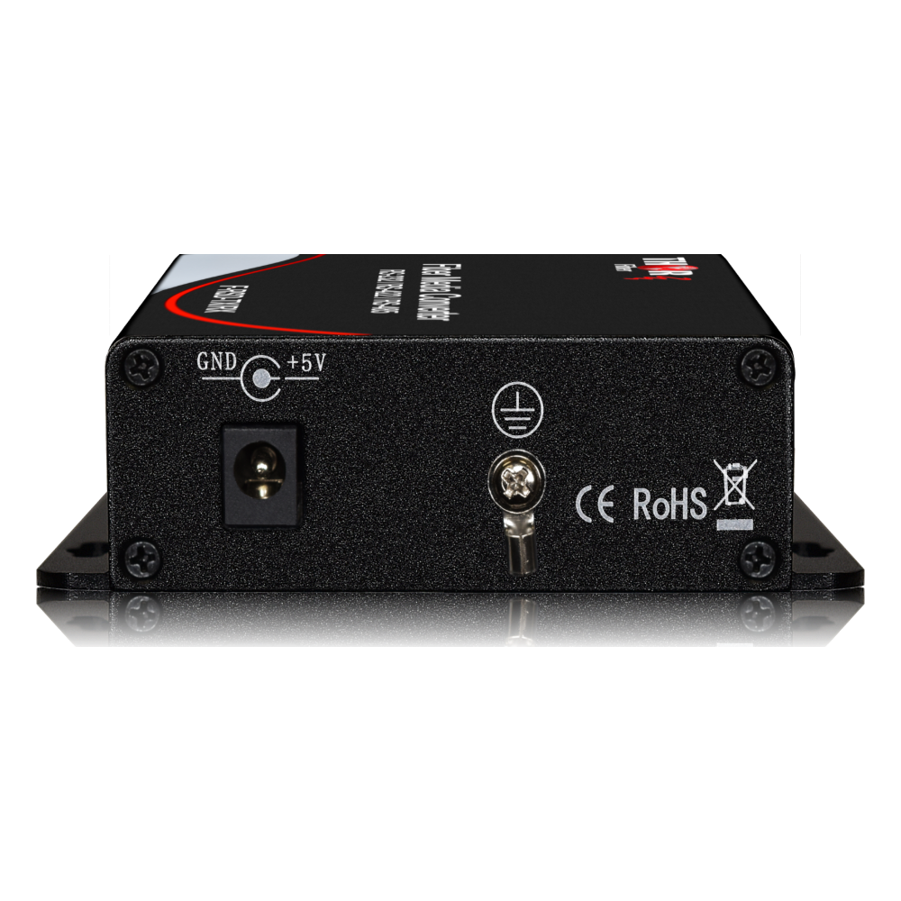F-RSD-A/B-TXRX rear panel with terminal block and fiber port