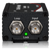 F-12G-SDI transmitter rear with SDI input and loop-out BNC