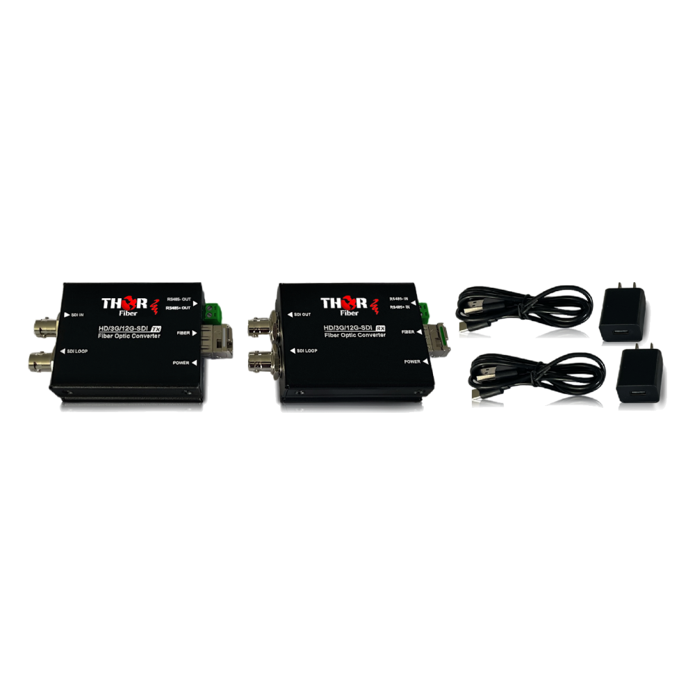 Thor F-12G-SDI-D-TX/RX 12G-SDI fiber kit with RS485 return and USB-C power