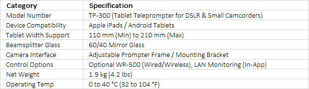 Datavideo TP-300 | Universal Tablet Teleprompter Kit