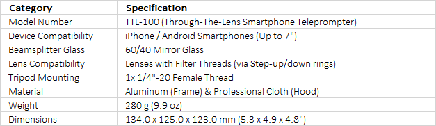 Datavideo TTL-100 Through The Lens Kit for 7" TLM-700 Monitor