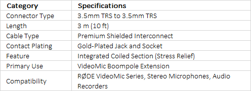 RØDE VC1 | Premium Shielded 3.5mm TRS Extension Cable (3m)