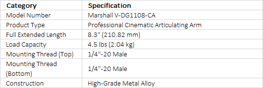 Marshall Electronics V-DG1108-CA Articulating Arm