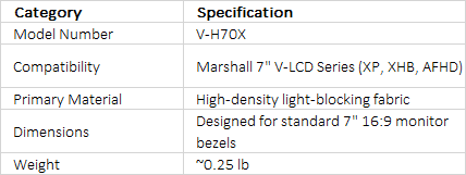 Marshall Electronics V-H70X Sun Hood for 7" V-LCD Series LCD Monitors
