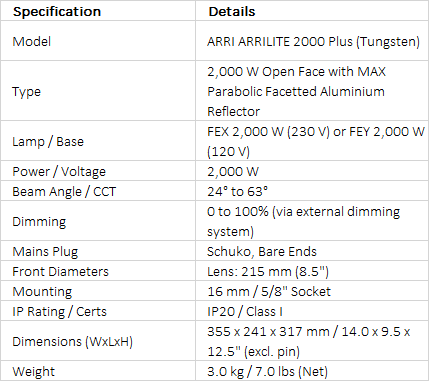 ARRI ARRILITE 2000 Plus Open Face Tungsten Light (2000 W)