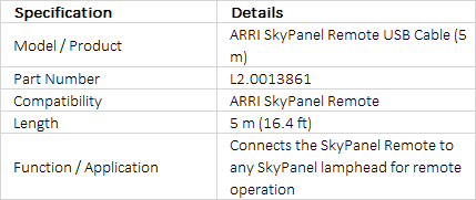 ARRI SkyPanel Remote USB Cable, 5 m (L2.0013861)