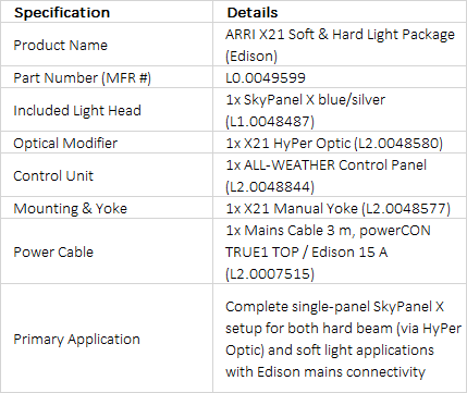 ARRI SkyPanel X21 Soft & Hard Light Package (Edison) | Complete Modular All-Weather LED Kit