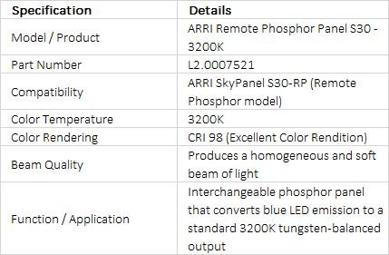 ARRI Remote Phosphor Panel for SkyPanel S30-RP - 3200K (L2.0007521)