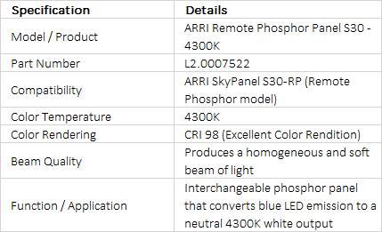 ARRI Remote Phosphor Panel for SkyPanel S30-RP - 4300K (L2.0007522)
