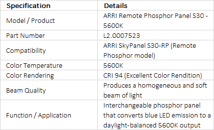 ARRI Remote Phosphor Panel for SkyPanel S30-RP - 5600K (L2.0007523)