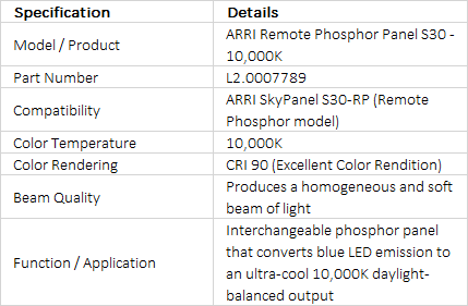 ARRI Remote Phosphor Panel for SkyPanel S30-RP - 10,000K (L2.0007789)