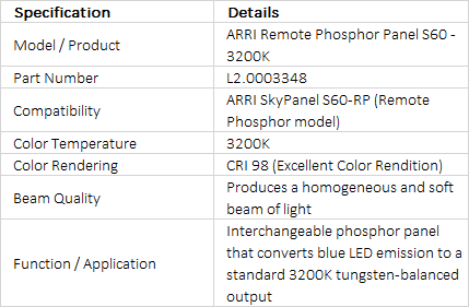 ARRI Remote Phosphor Panel for SkyPanel S60-RP - 3200K (L2.0003348)