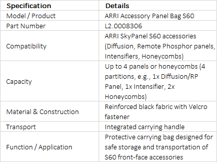 ARRI Accessory Panel Bag for SkyPanel S60 (L2.0008306)
