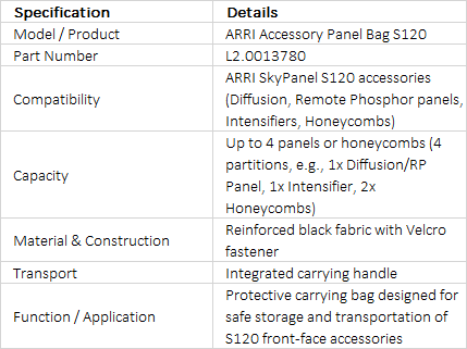 ARRI Accessory Panel Bag for SkyPanel S120 (L2.0013780)